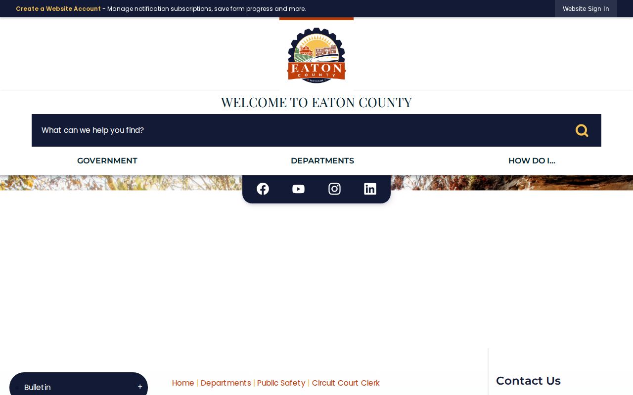Circuit Court Clerk page for felony bench warrant records in Eaton County