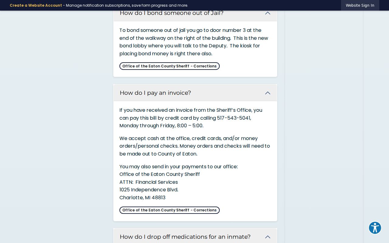 Eaton County bond lobby instructions for arrest warrant bond deposits