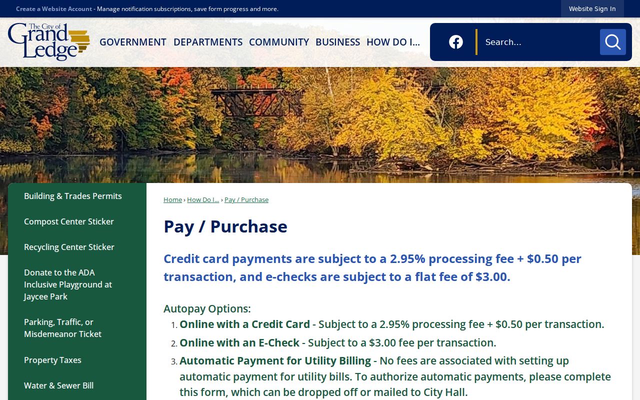 Grand Ledge city ticket payment page for Eaton County municipal warrant questions