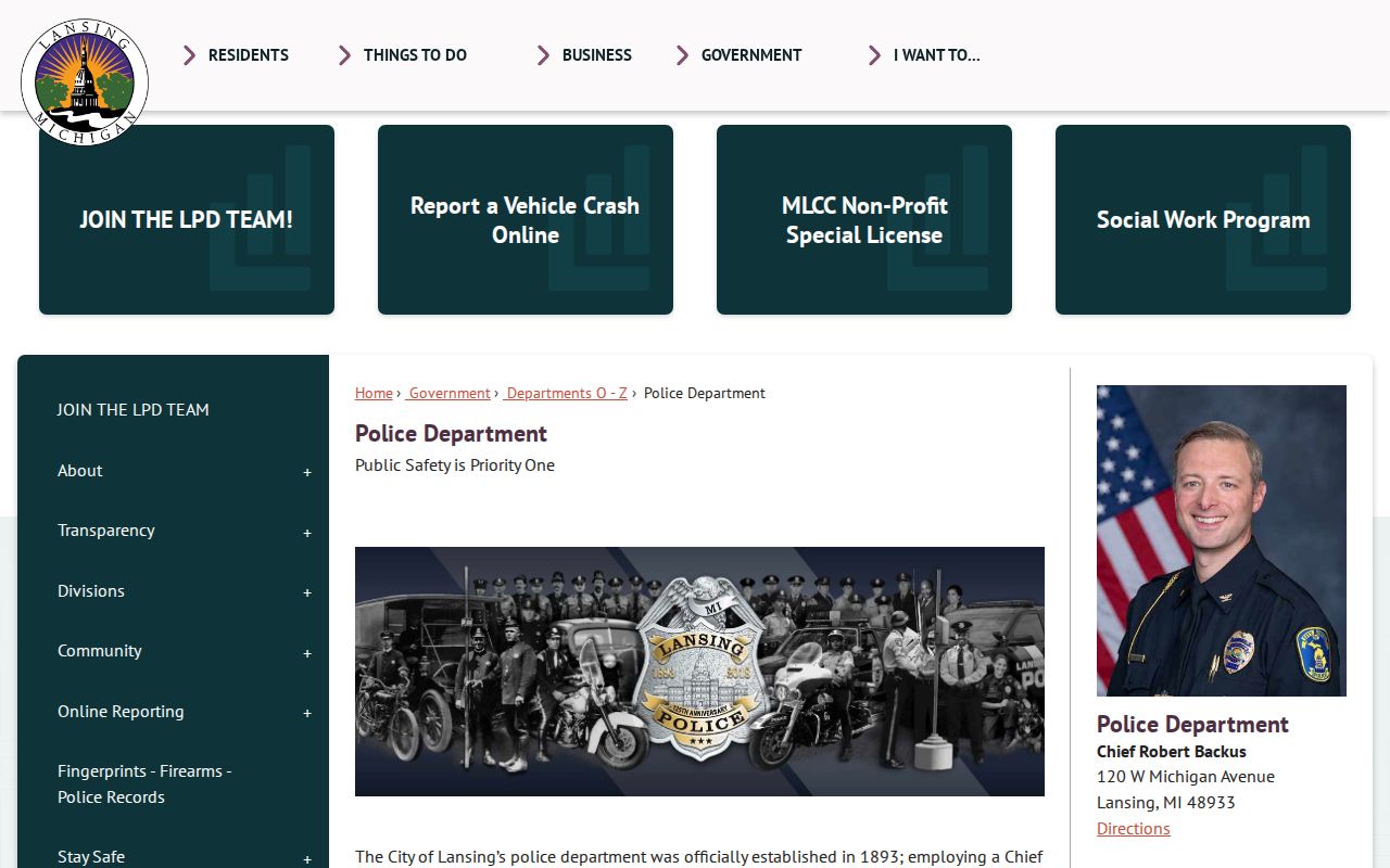 Lansing Police Department page for Eaton County Lansing warrant routing questions