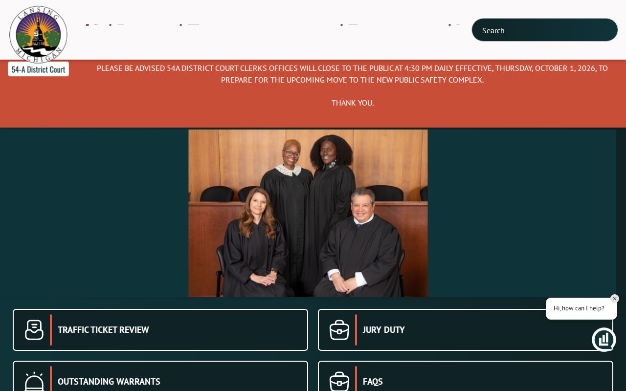 Lansing 54-A District Court page for Eaton County Lansing warrant routing questions