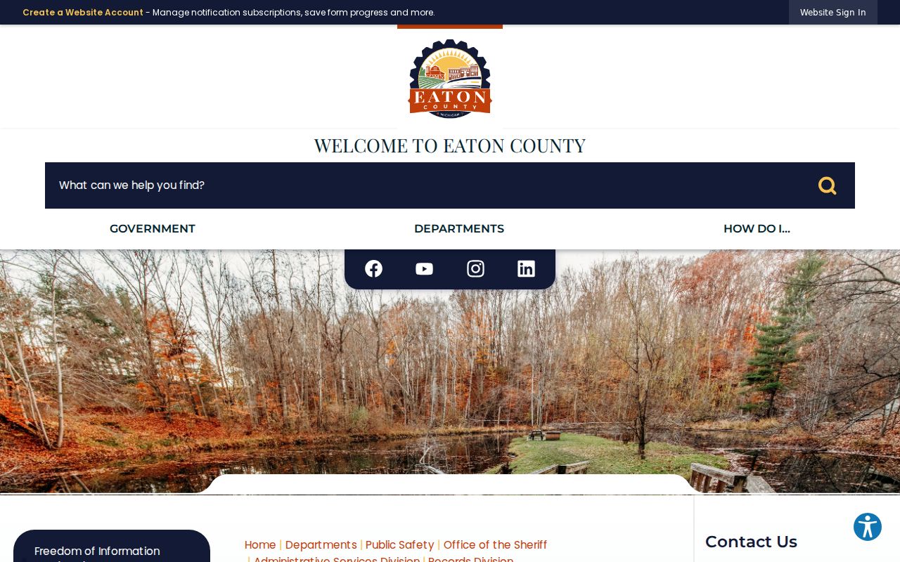 Eaton County Sheriff Records Division page for active warrant list questions